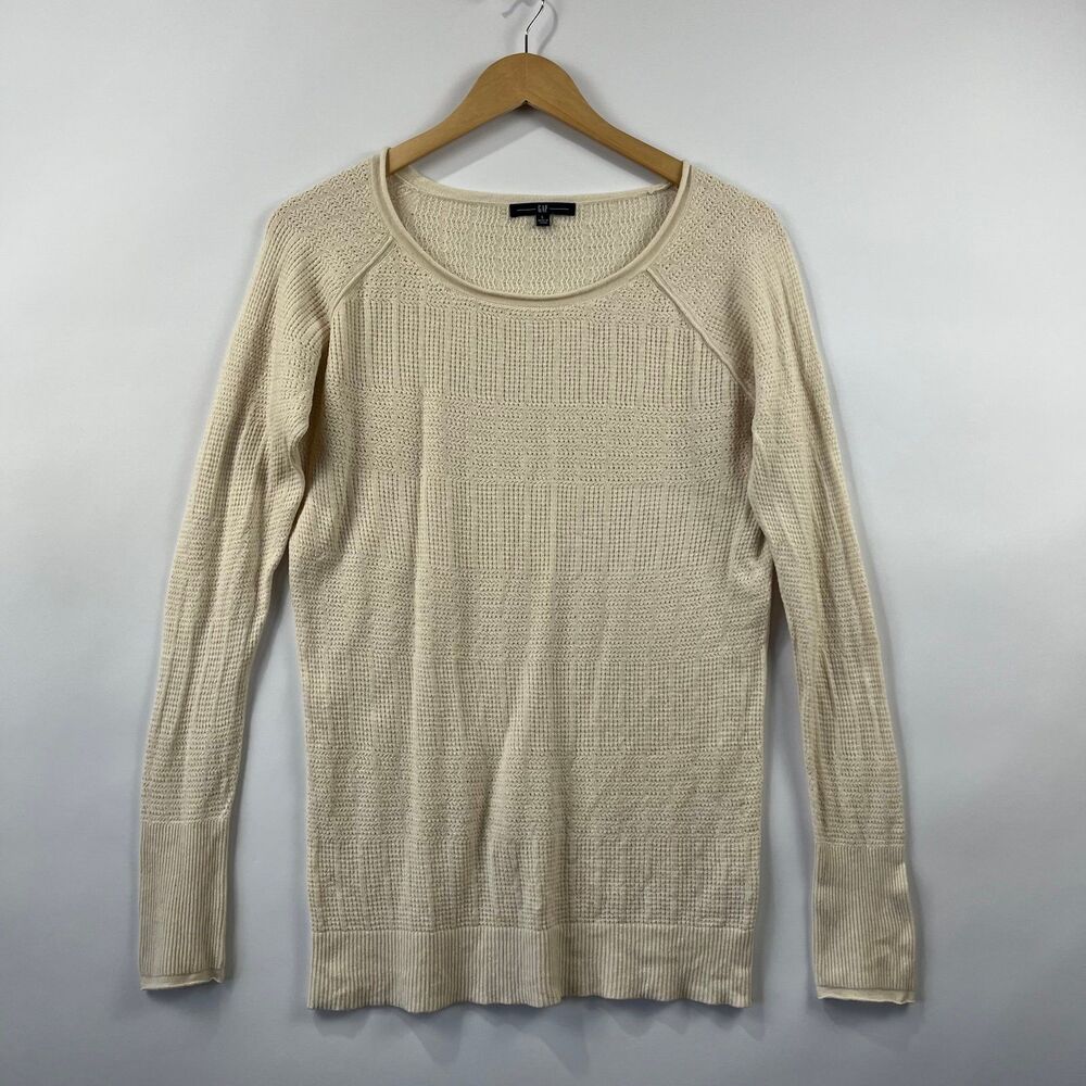 GAP Cotton Cashmere Blend Cream Pullover Sweater Soft Cozy Neutral Knit Women’s